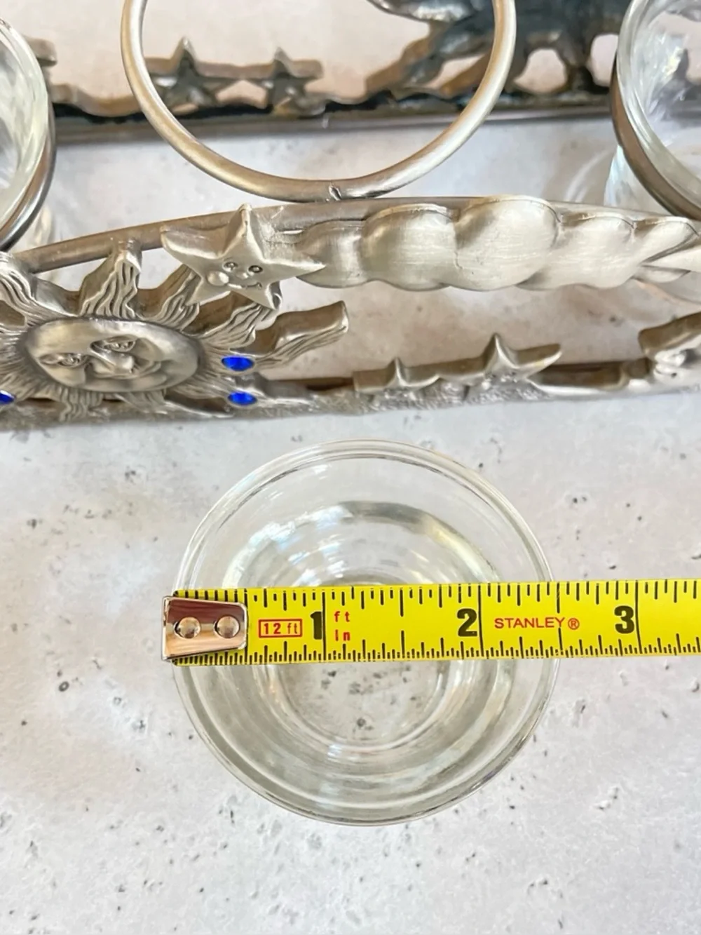 VTG Spoontiques Pewter Tea Light Votive Candle Holder Celestial Sun Moon Stars - Picture 8 of 9